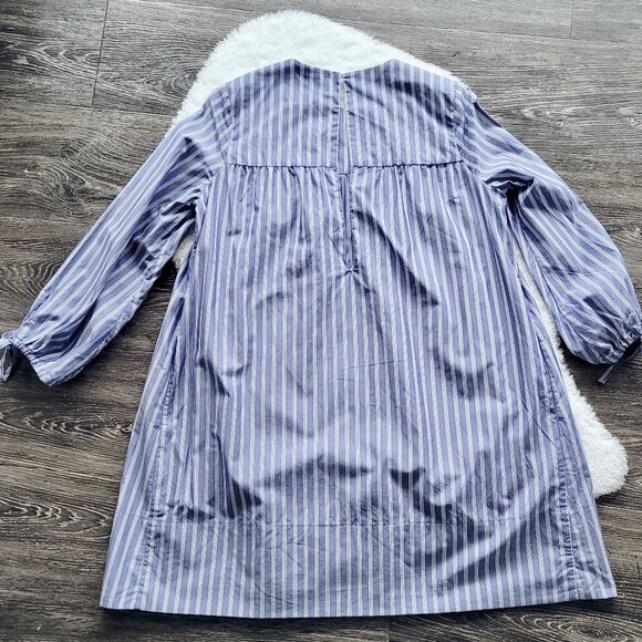 Aritzia 💙 Le Fou Lessines Poplin Smock Dress in Blue Stripe By Wilfred - Picture 9 of 14